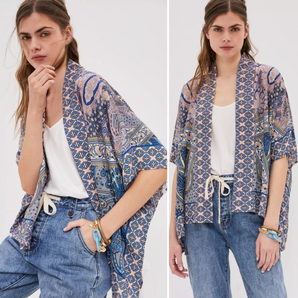 Anthropologie Other - Anthropologie Aletha Cropped Kimono Bl-nk